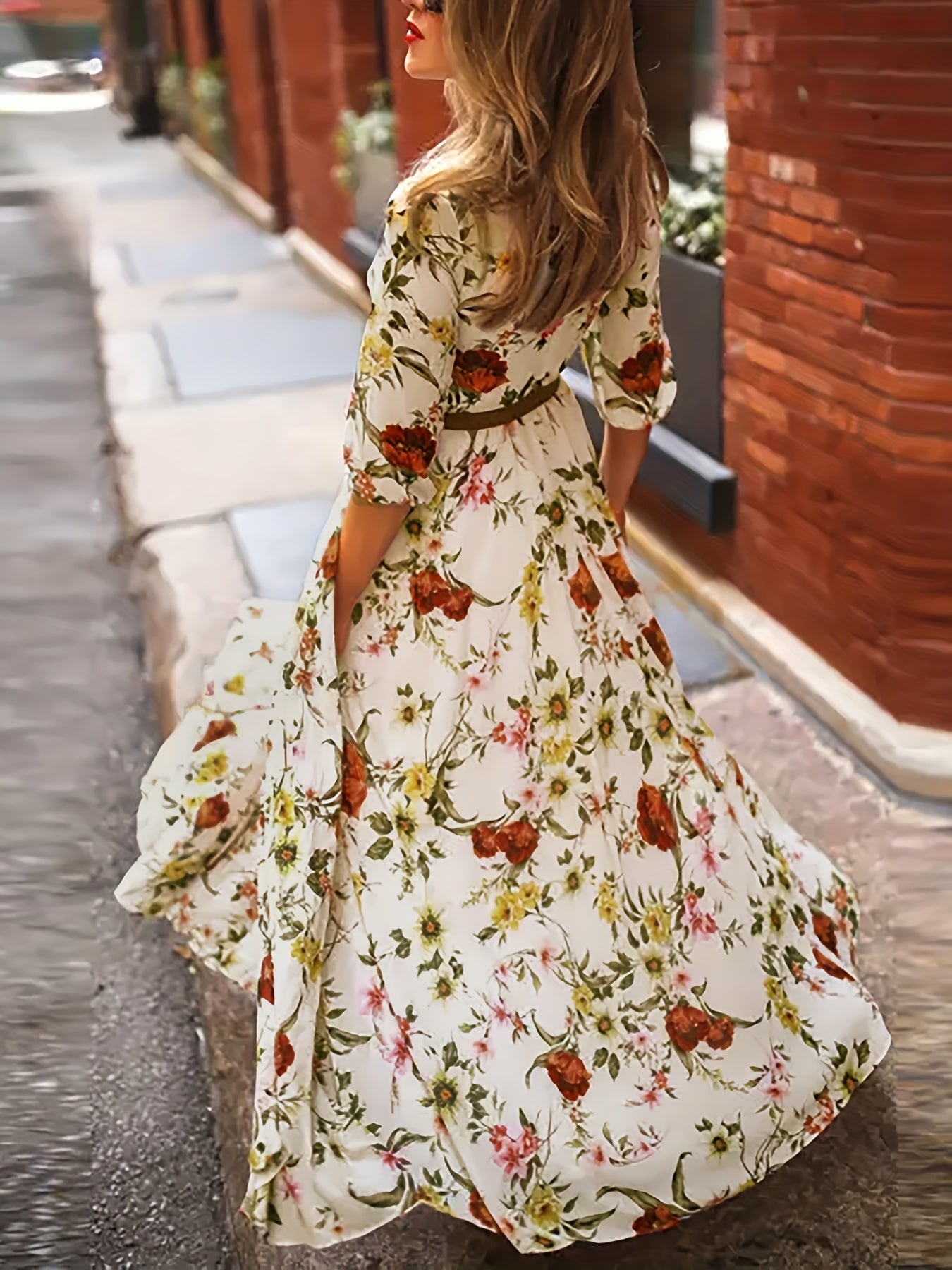 Floral Print Maxi Swing Dress