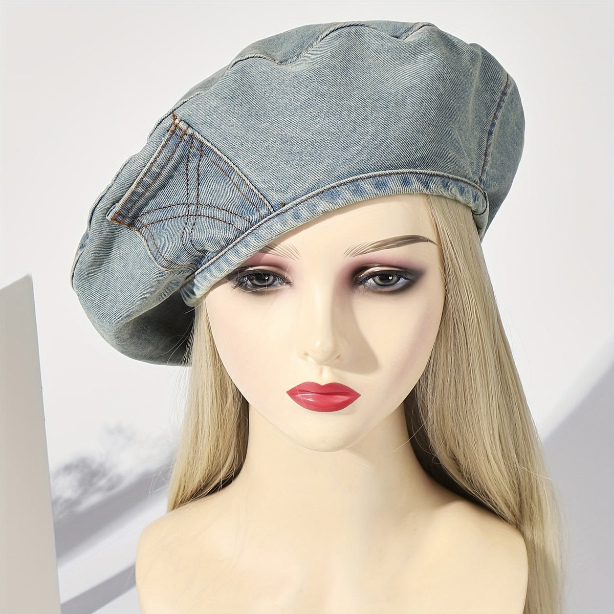 🐻 Cartoon Bear Flower Stitching Beret - Vintage Denim Washed Breathable Cap 🌸