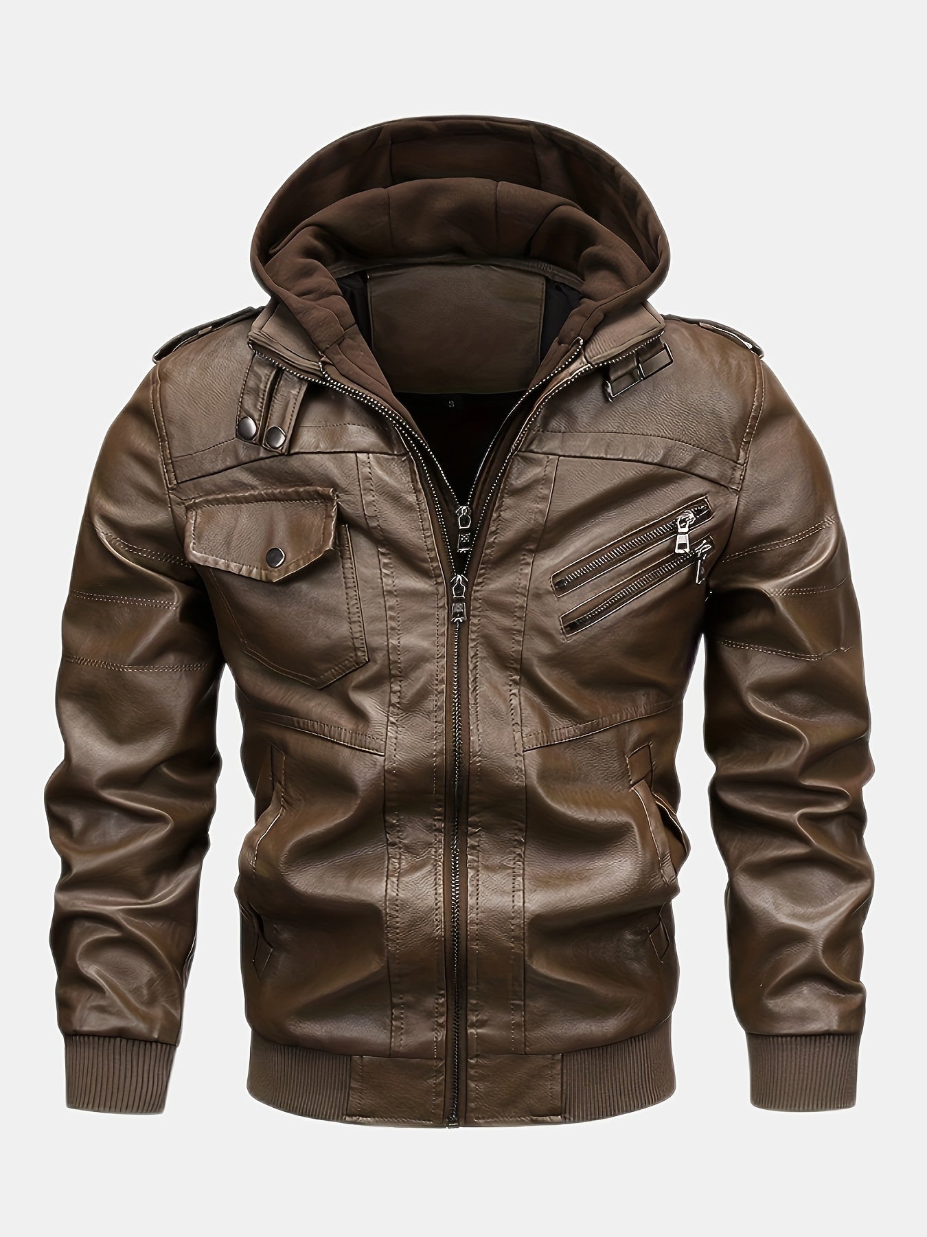 Urban Explorer Hooded PU Leather Jacket