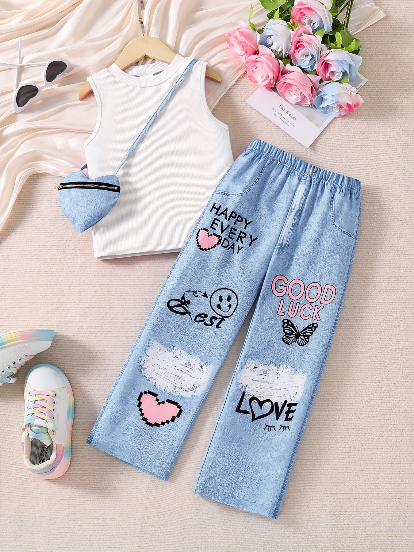 💖 Graffiti Chic 3-Piece Girls' Summer Set 💖