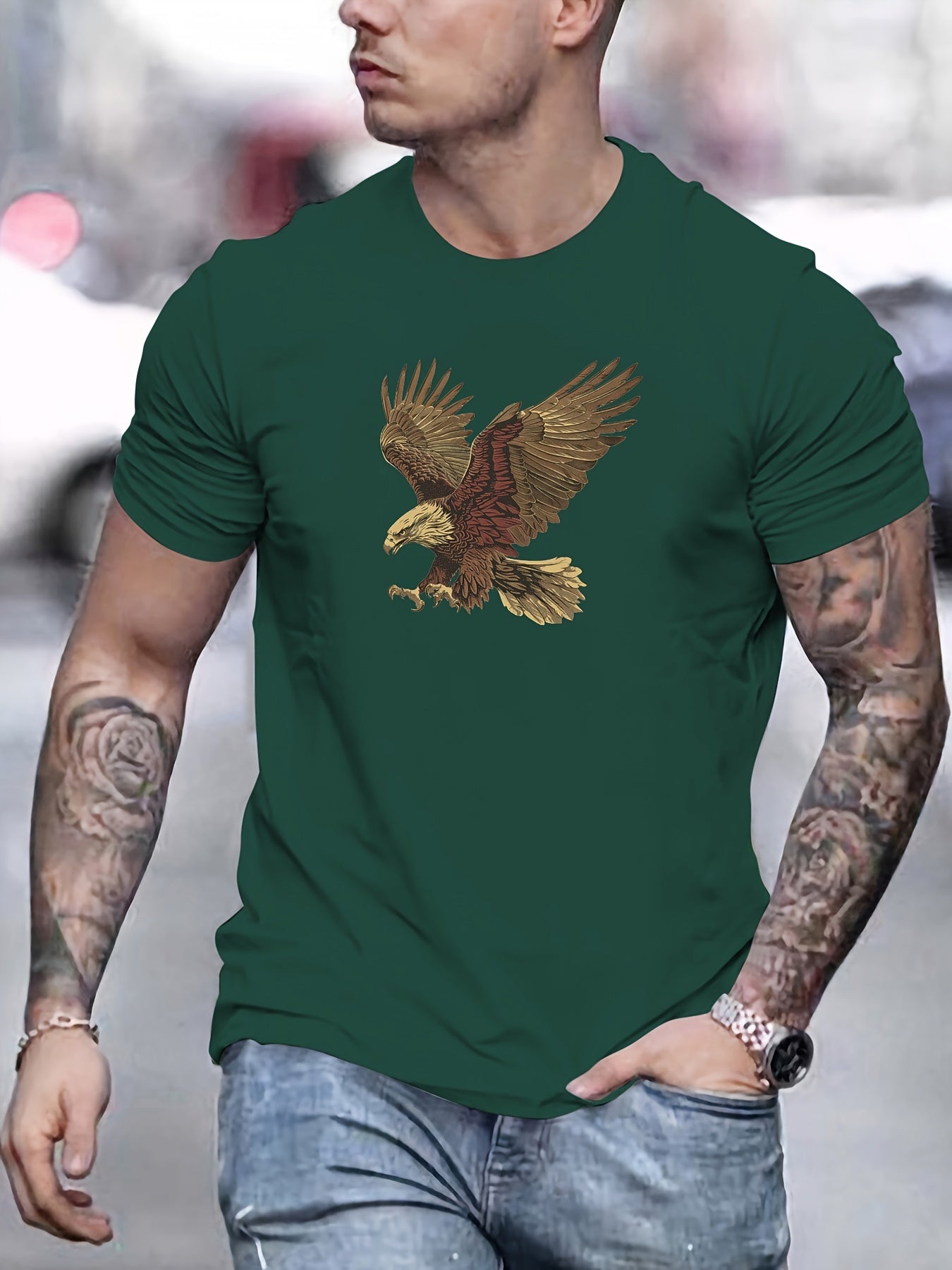 Men's Summer Bird Emblem Crew Neck T-Shirt 🕊️👕