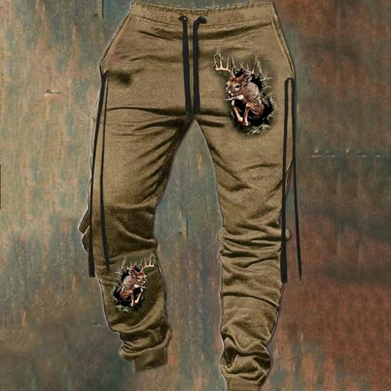 Cross-border Arrival Trousers 3D Printing Lanyard Elastic Waist Sports Jogger Pants