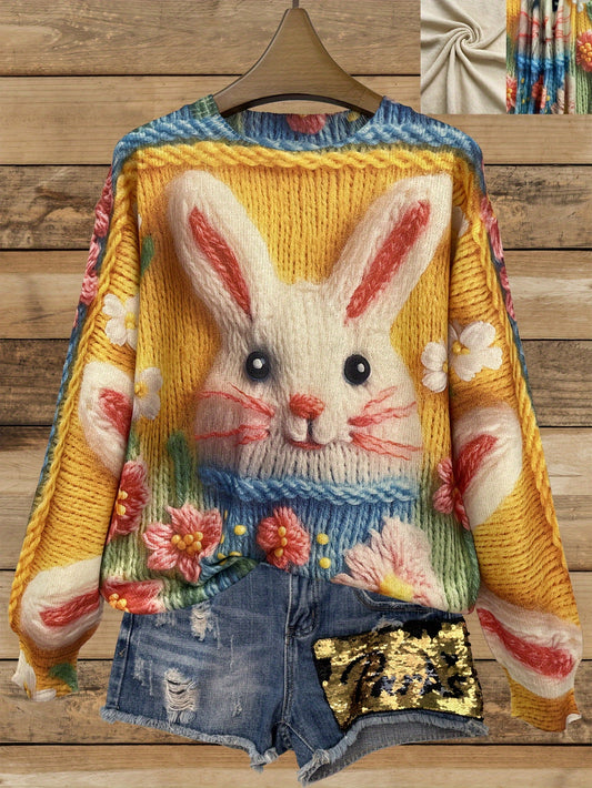 🐰 Allover Bunny Pattern Crew Neck Sweater 🐰