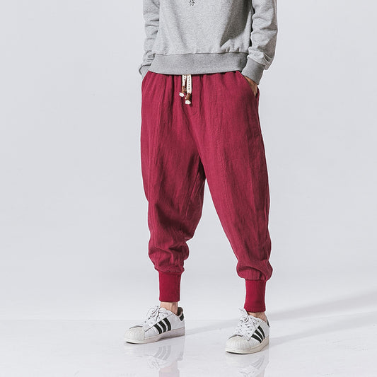 Urban Ease Cotton-Linen Blend Jogger Pants: Stylish Hip-Hop Inspired Bottoms