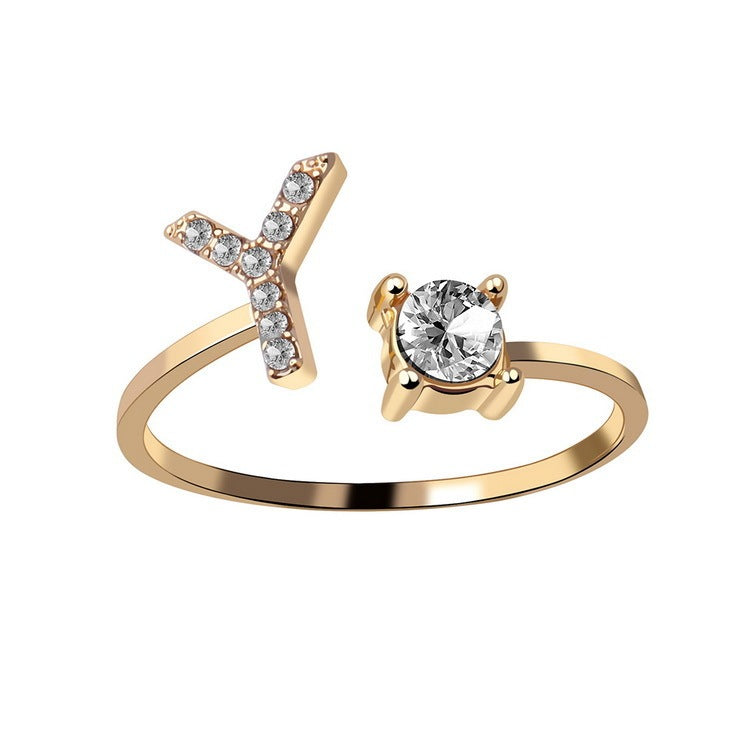 Elegance Initials Adjustable Ring: Fashion Jewelry