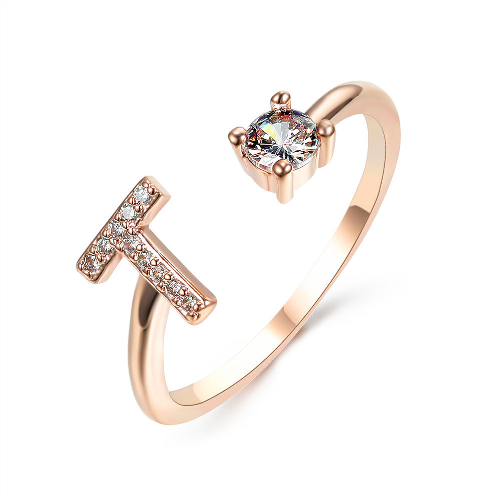 Elegance Initials Adjustable Ring: Fashion Jewelry