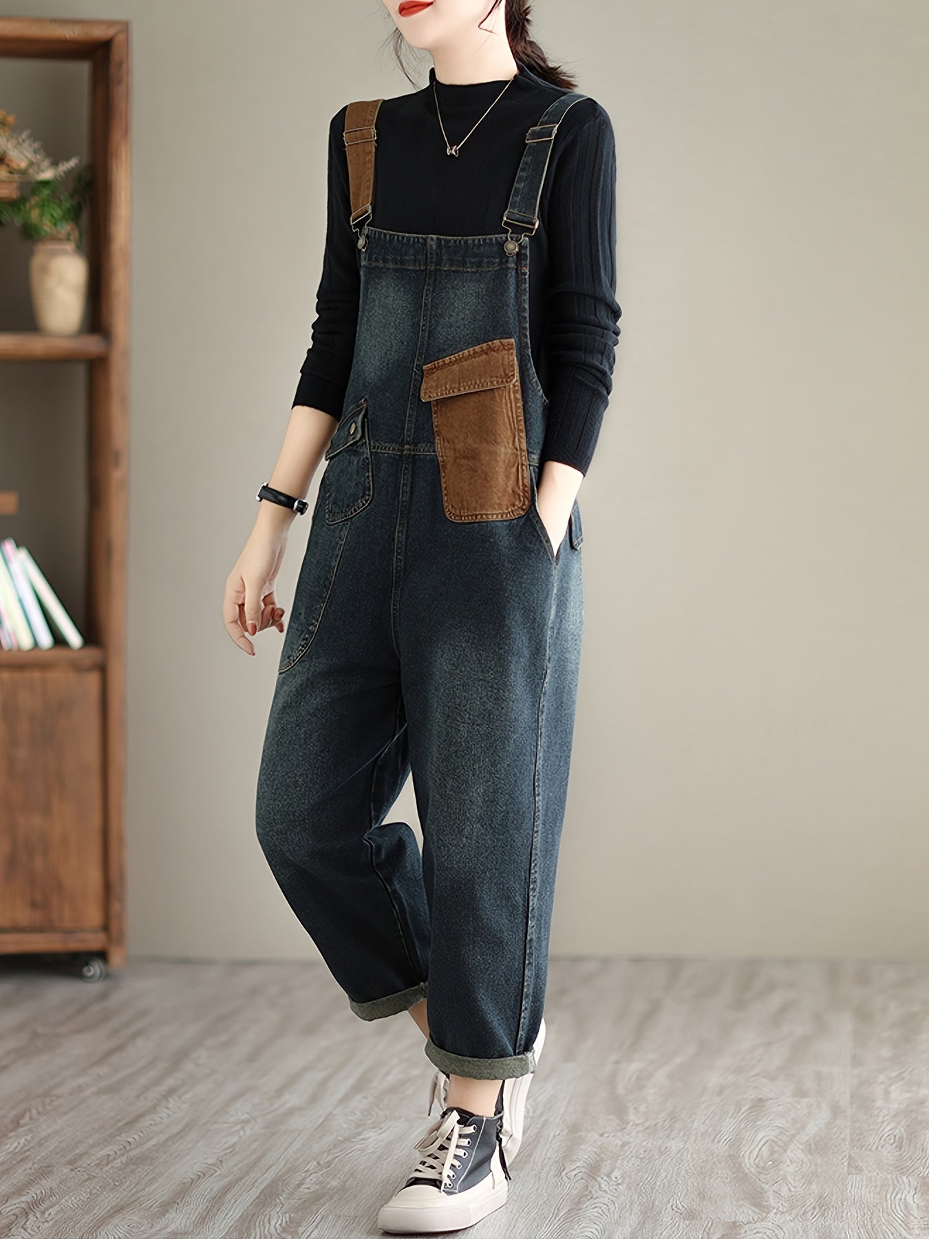 ✨"Retro Remix" Color Block Denim Overalls 👖