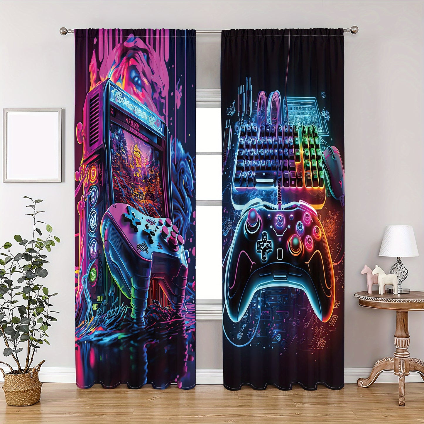 Vintage Gaming Controller Curtain Panels 🎮🕹️