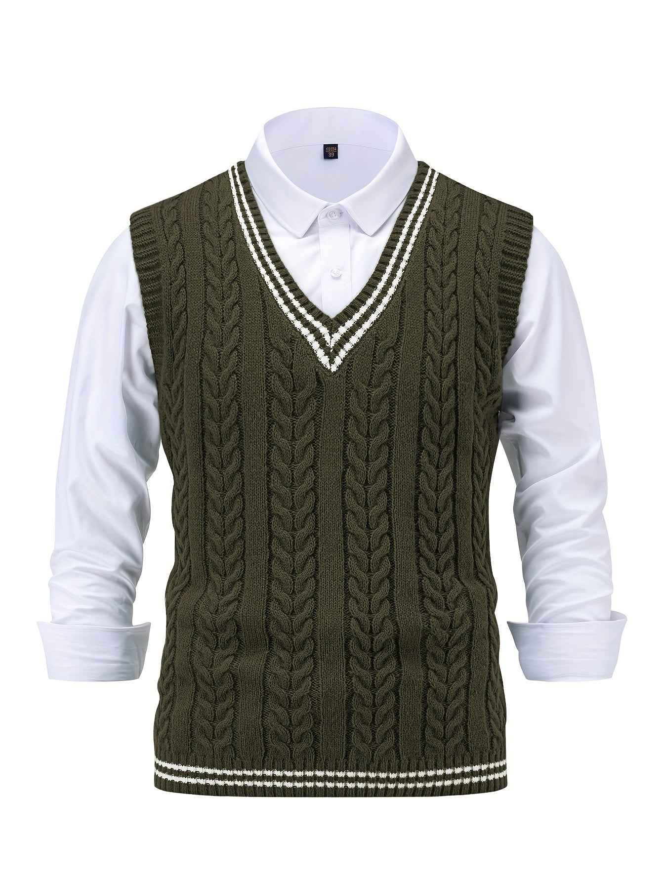 🧶 Men's Casual Knitted Sweater Vest with Color-Block Pattern 🍂