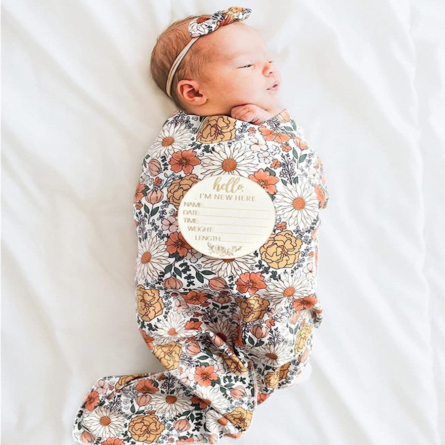 Printed Baby Wraparound Cloth Four-piece Set Suit