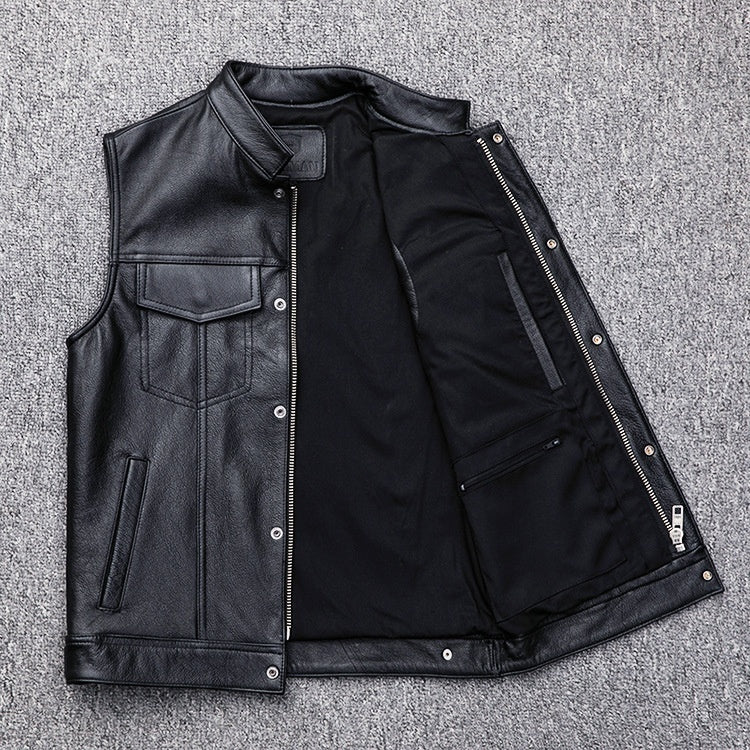 Vest Vest Button Motorcycle Motor Bike Casual Leather Waistcoat Plus Size