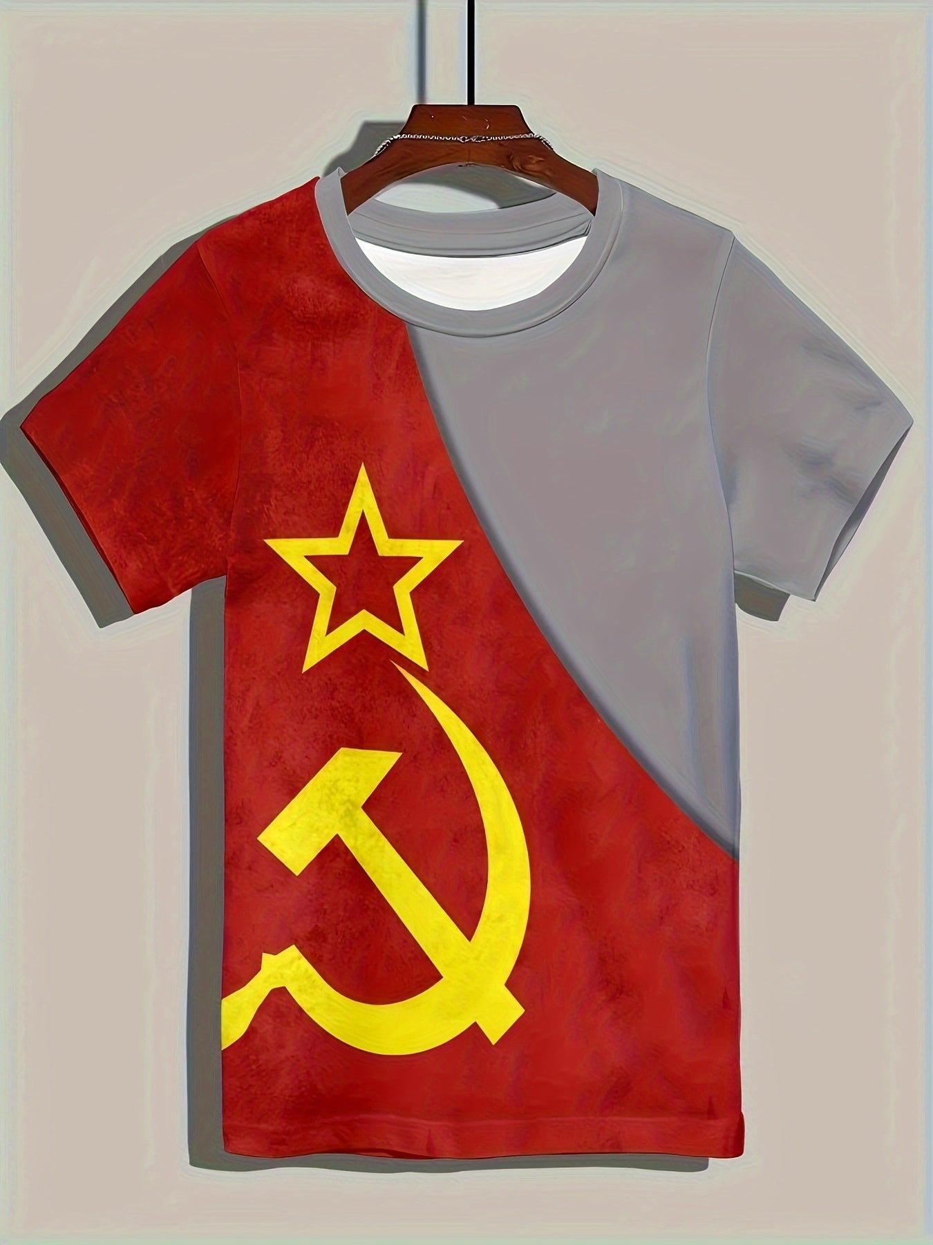 🔨 Men's Hammer and Sickle Print Short Sleeve Crew Neck T-shirt 🔨