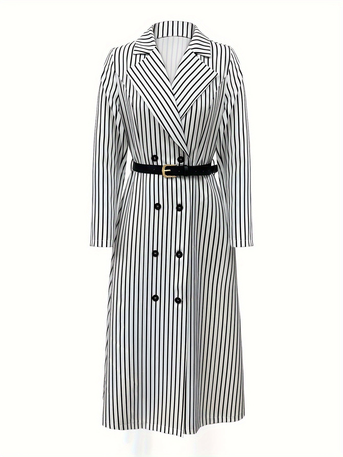 🌟 Elegant Striped Long Sleeve Belted Dress 🌟