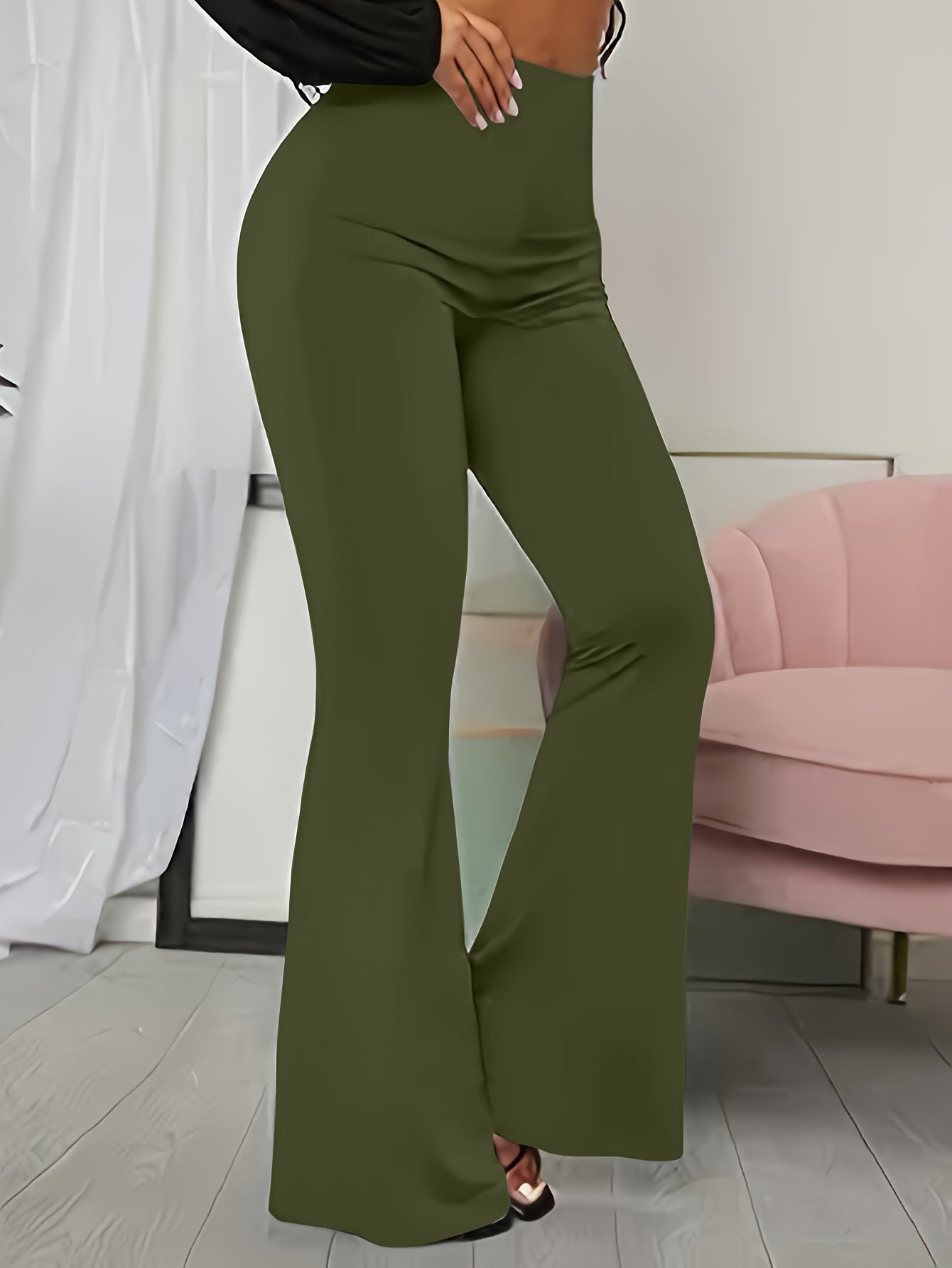 Solid Color Flare Leg Pants