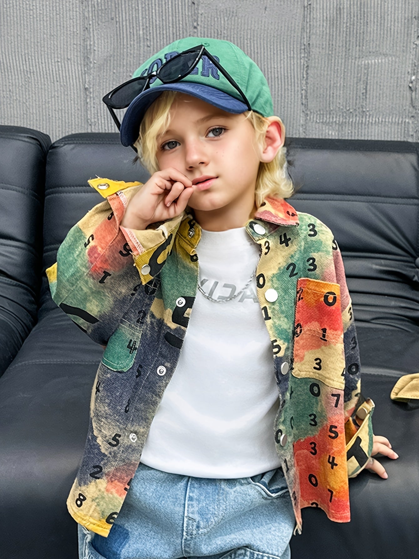 Boy's Trendy Letters Pattern Color Block Cotton Shirt 🌟👕