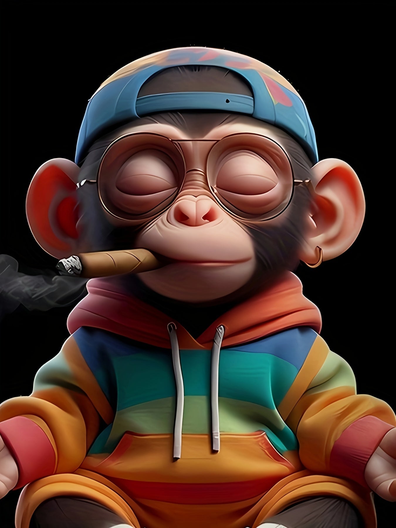 🐒 Men's 3D Digital Smoking & Meditating Monkey T-Shirt 🧘‍♂️