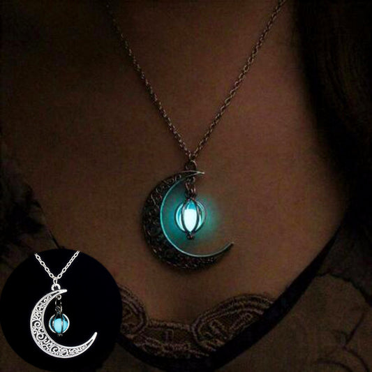 Lunar Glow Natural Stone Healing Necklace: Luminous Moon Pendant