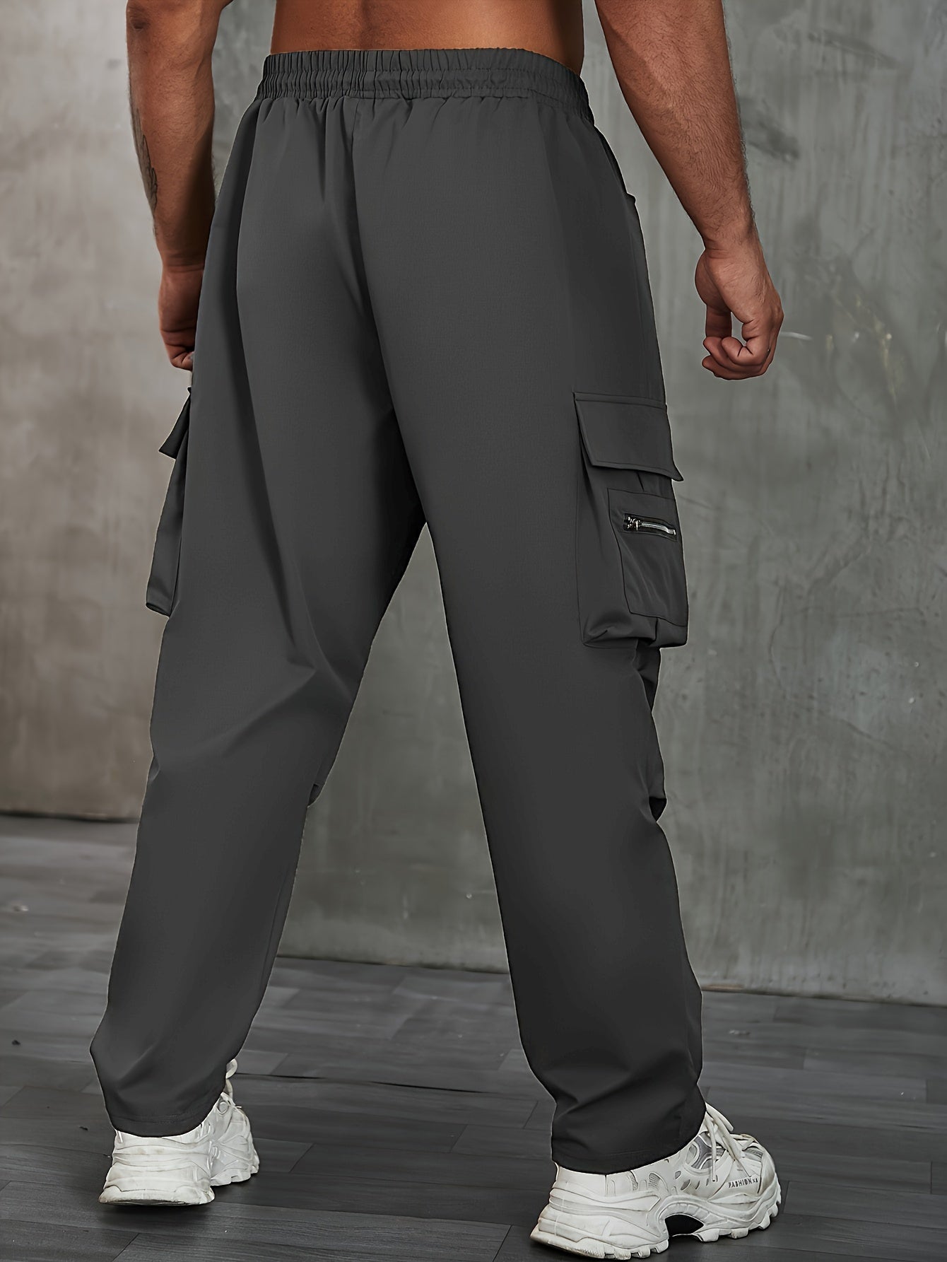 Adventure-Ready Plus Size Solid Cargo Pants for Men 🏞️💪