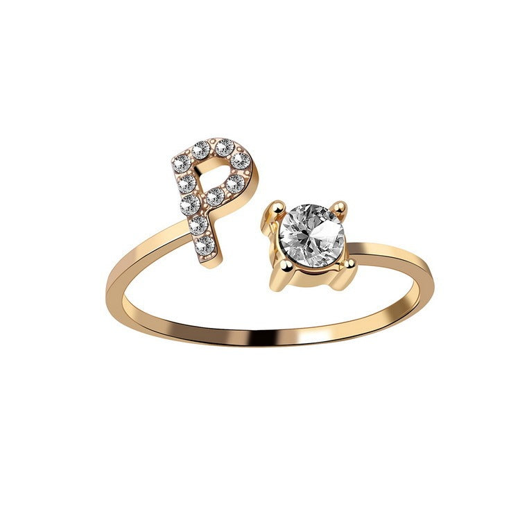 Elegance Initials Adjustable Ring: Fashion Jewelry