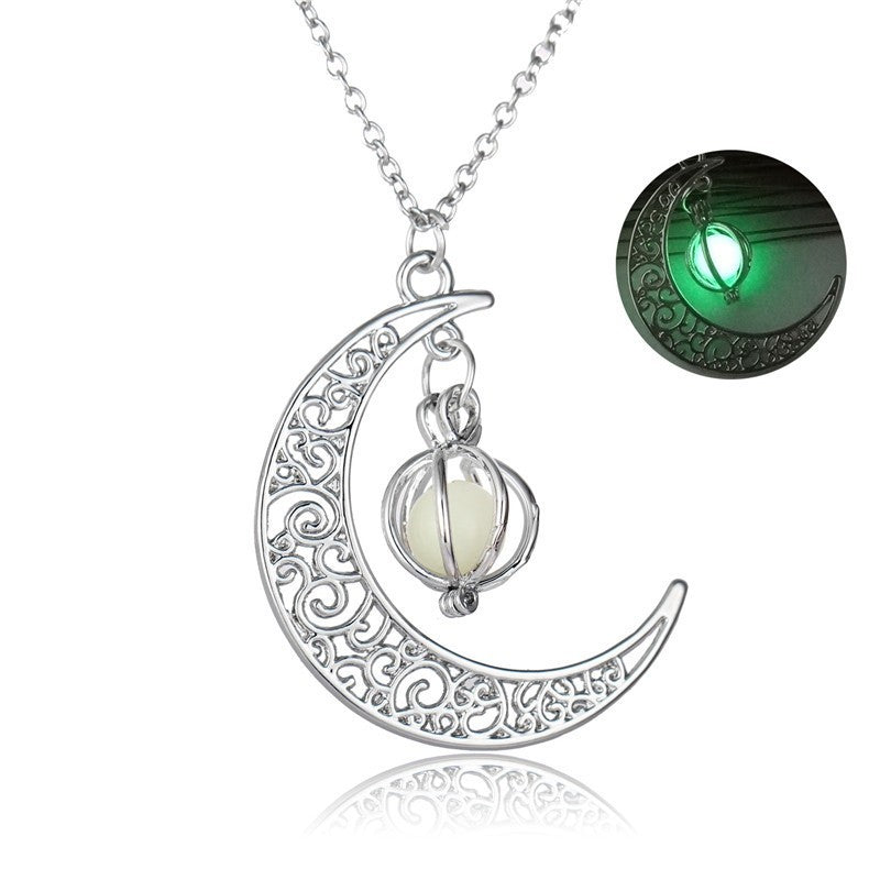 Lunar Glow Natural Stone Healing Necklace: Luminous Moon Pendant