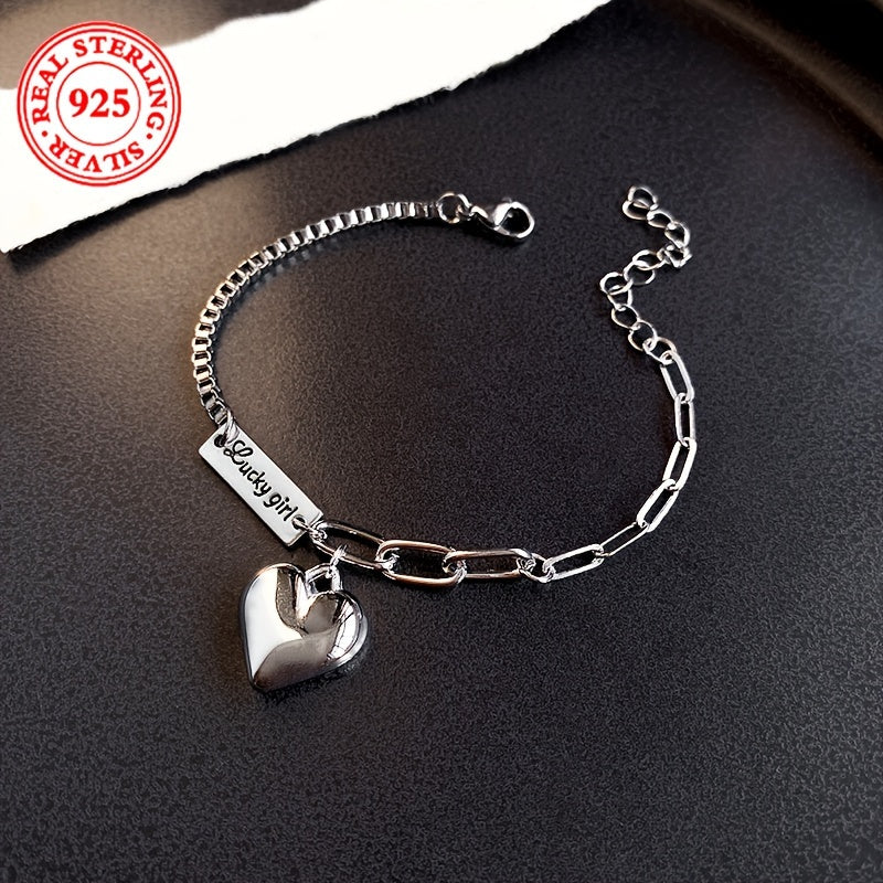 ✨ Heartfelt Charm Sterling Silver Ankle Bracelet – Elegant & Delicate 💖