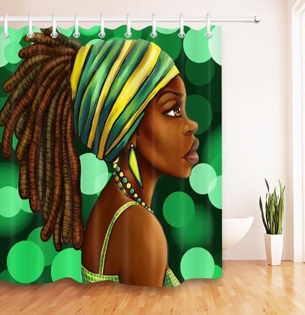 Urban Vibes Shower Curtain: Graffiti Art featuring Hip Hop African Girl and Modern Building Design