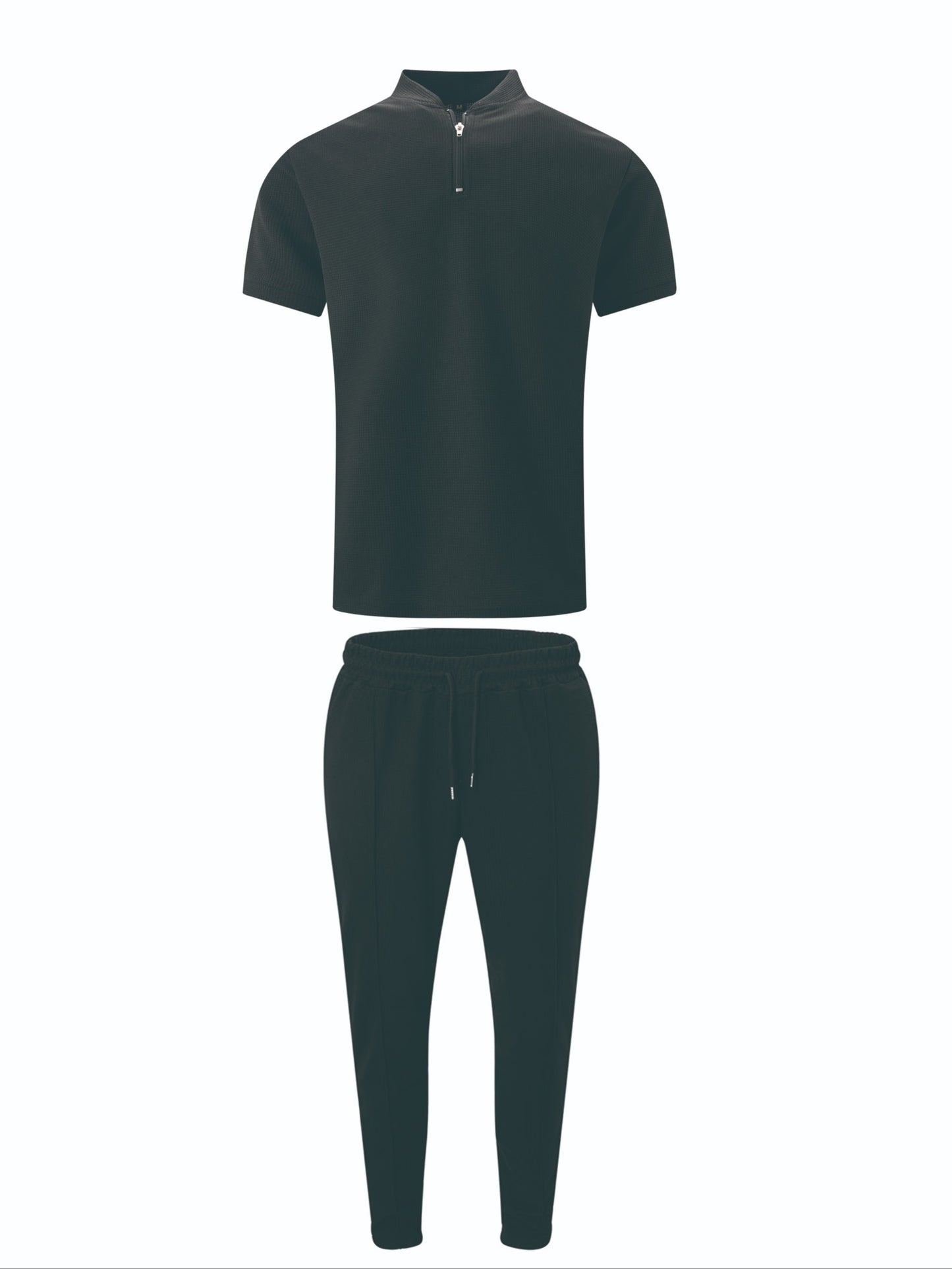 2-Piece Casual Zip-Collar T-Shirt & Long Pants Set