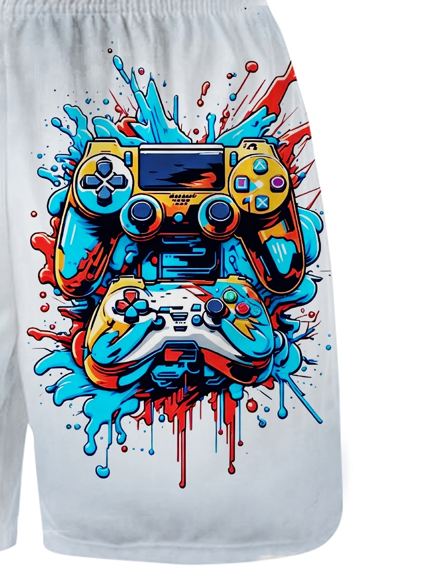 🎮 Boy's 2-Piece Gamepad & Paint 3D Digital Pattern Outfit – Cool & Comfy Summer Set 🖍️