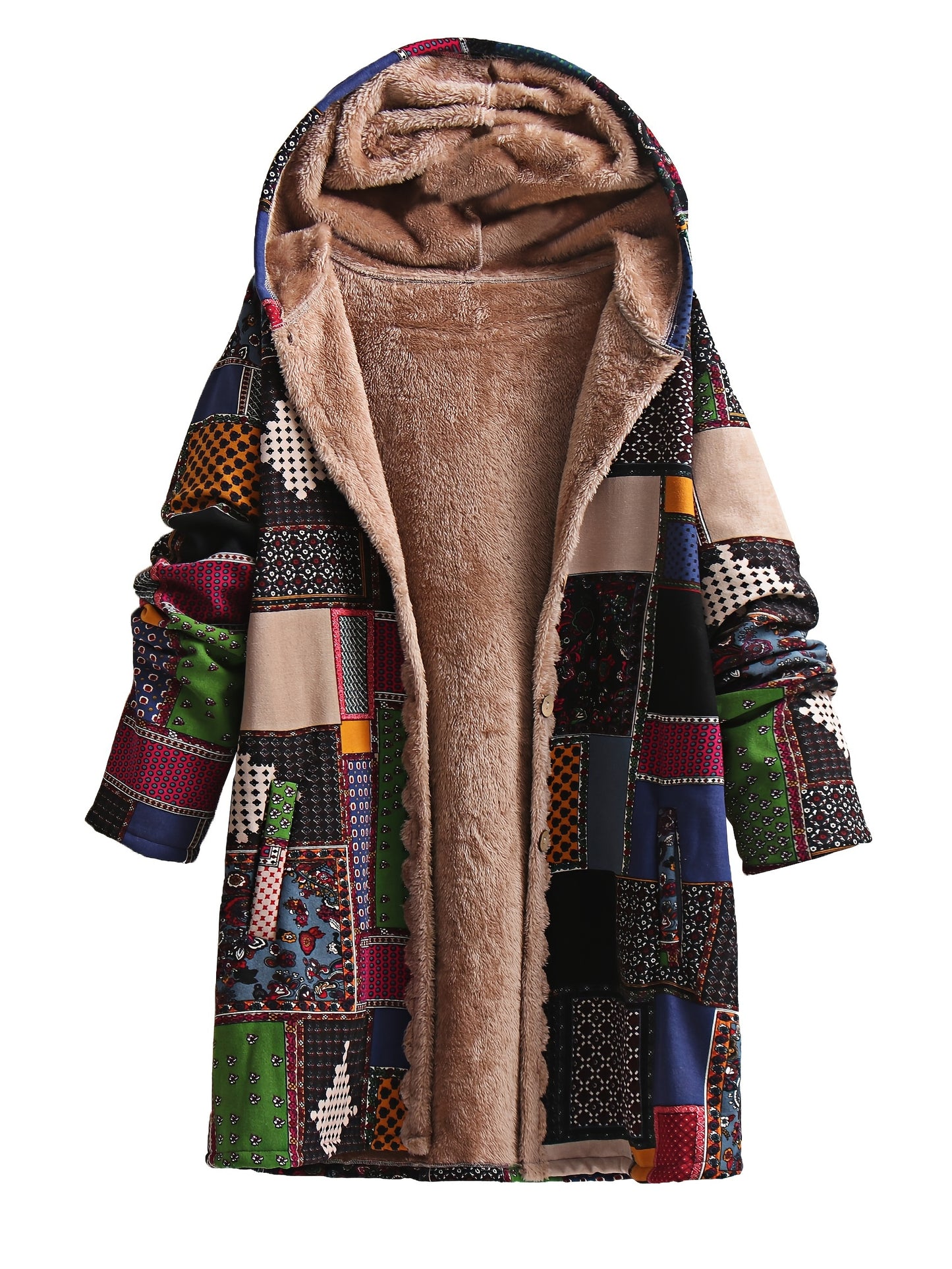 Plus Size Boho Patchwork Coat 🌿✨