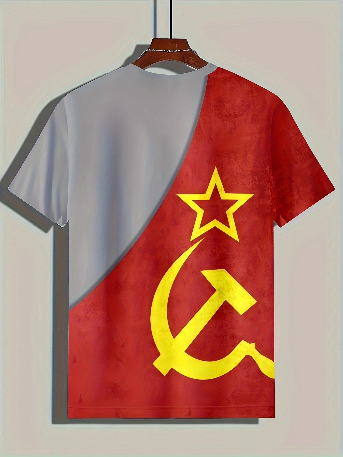 🔨 Men's Hammer and Sickle Print Short Sleeve Crew Neck T-shirt 🔨