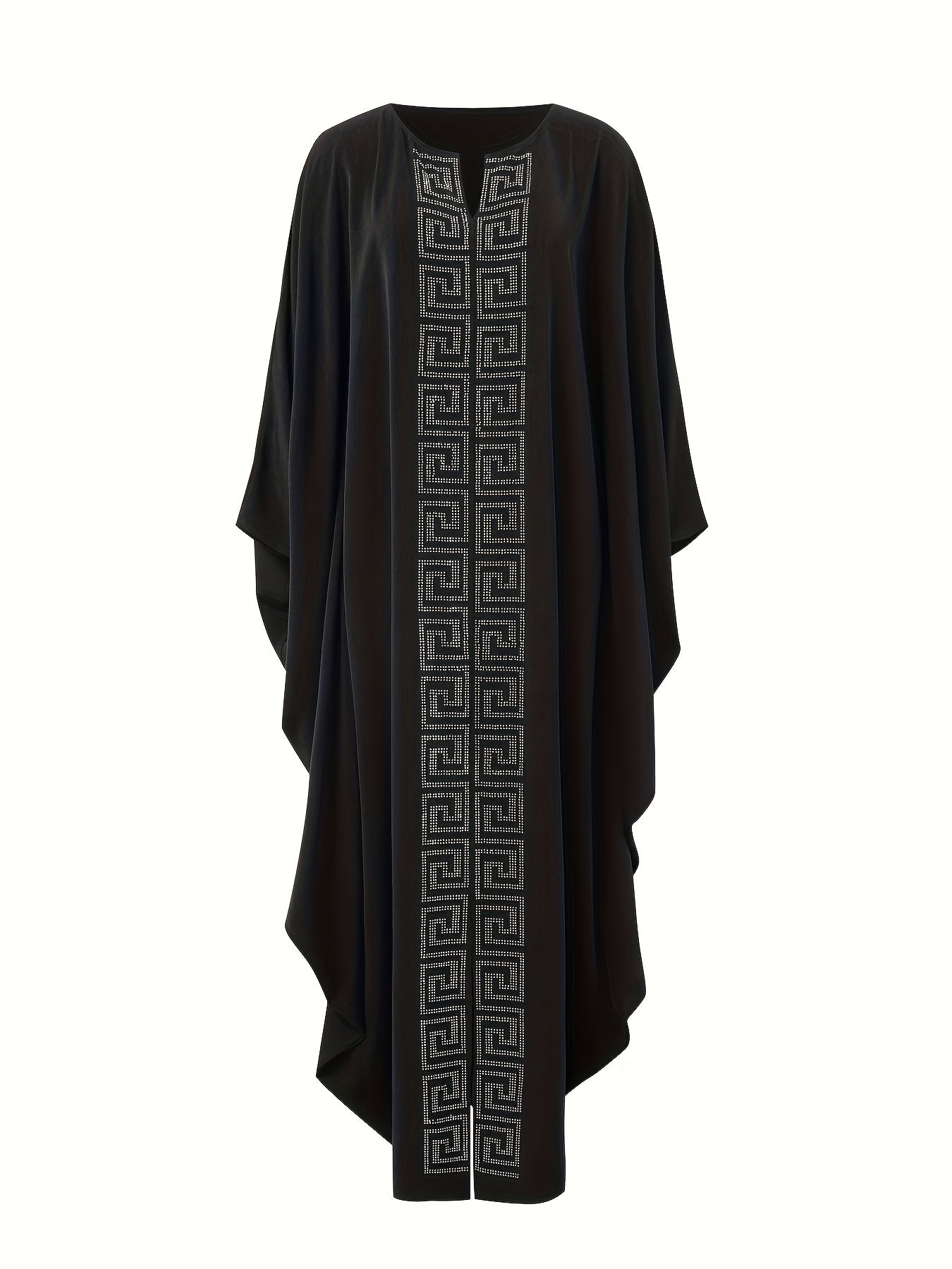 🌸 Geo Print Notched Neck Abaya