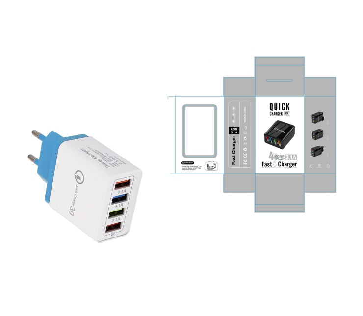 Swift Charge 4-Port USB Wall Charger: Quick Charge 3.0 Adapter