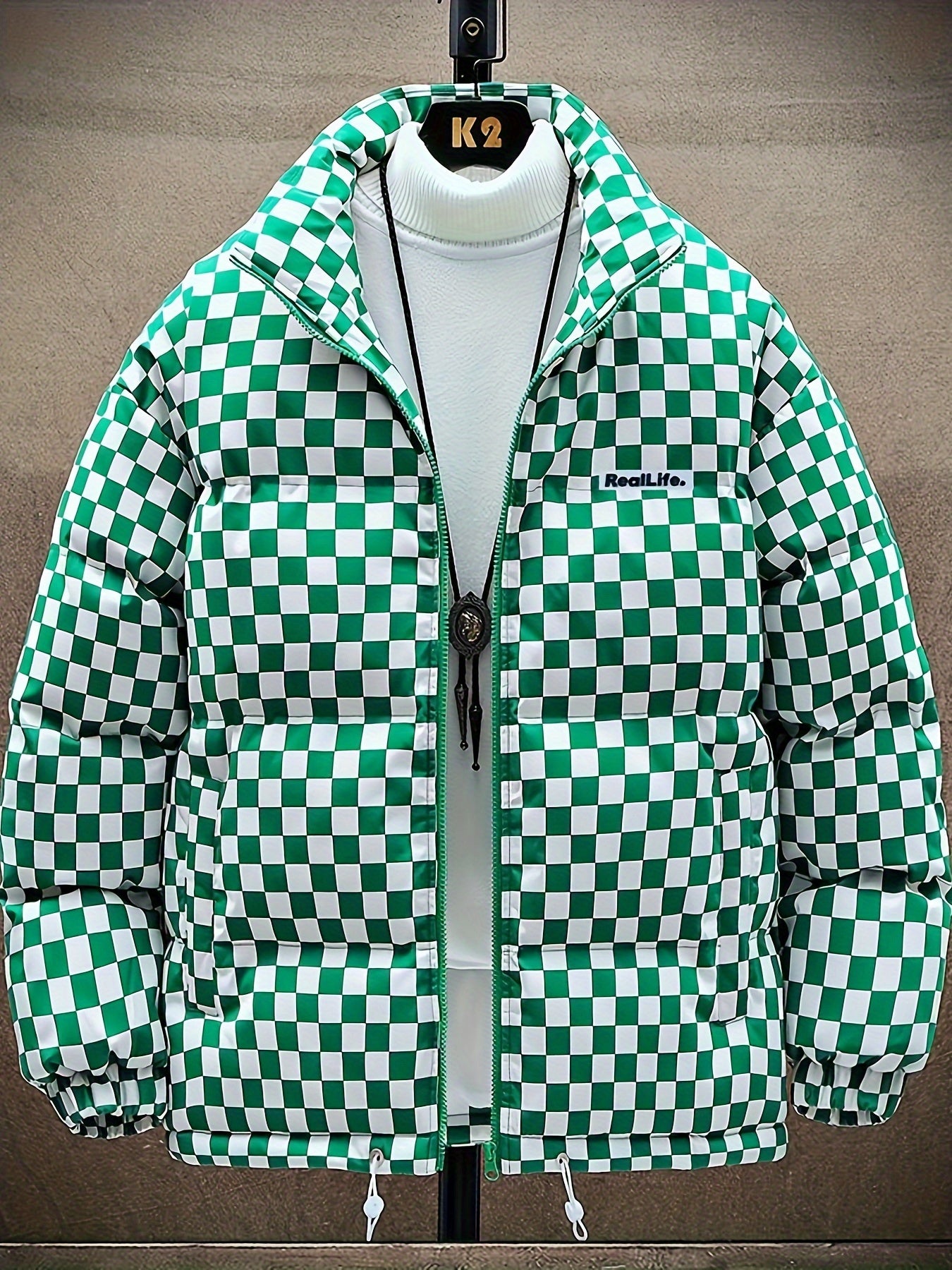 🧥 "Urban Explorer" Checkered Puffer Coat 🌆