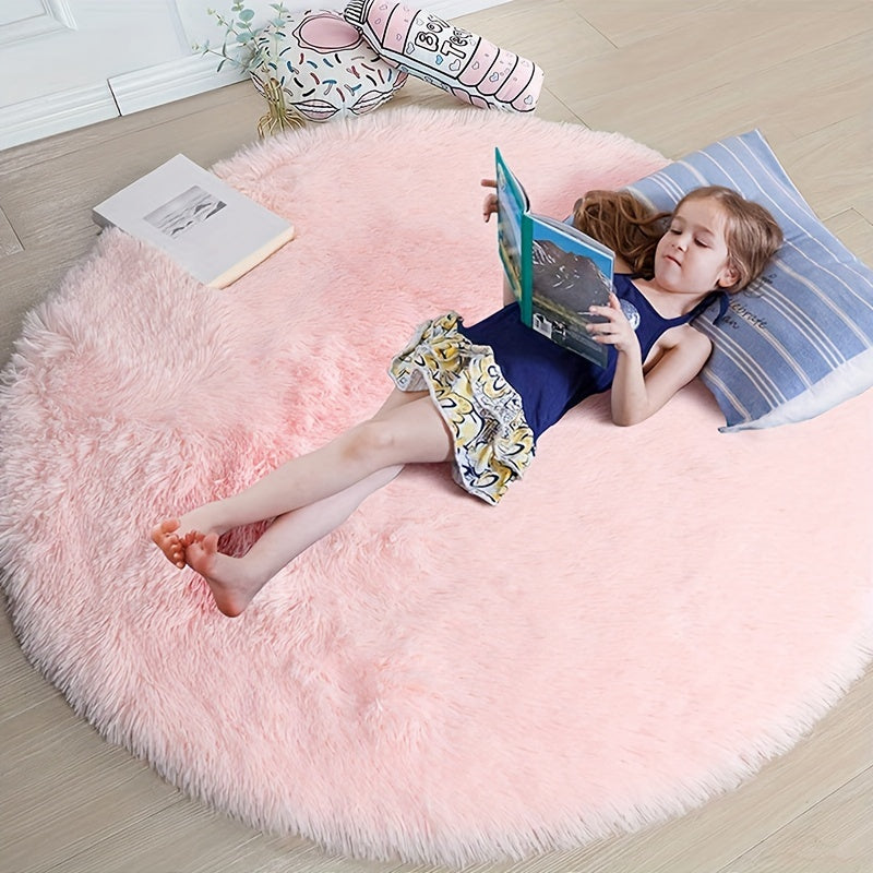 🌸 Cozy Circle: Fluffy Round Rug for Kids & Nursery