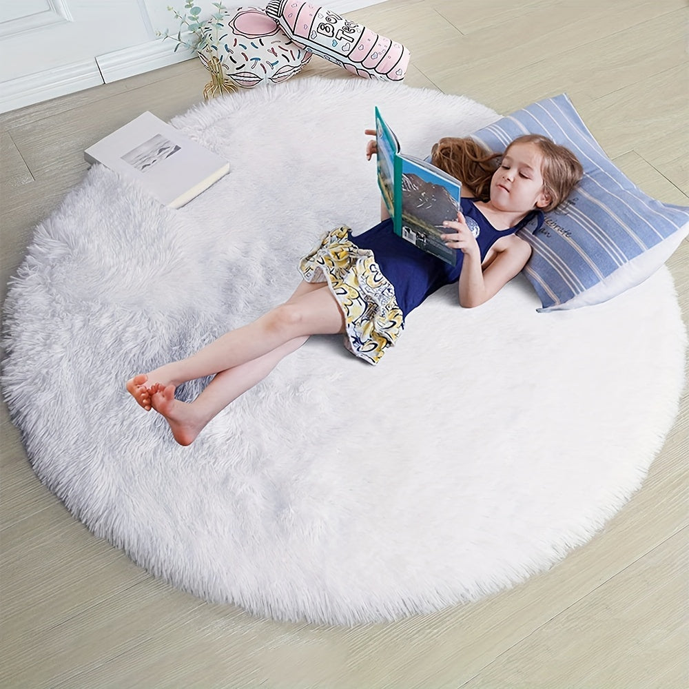 🌸 Cozy Circle: Fluffy Round Rug for Kids & Nursery