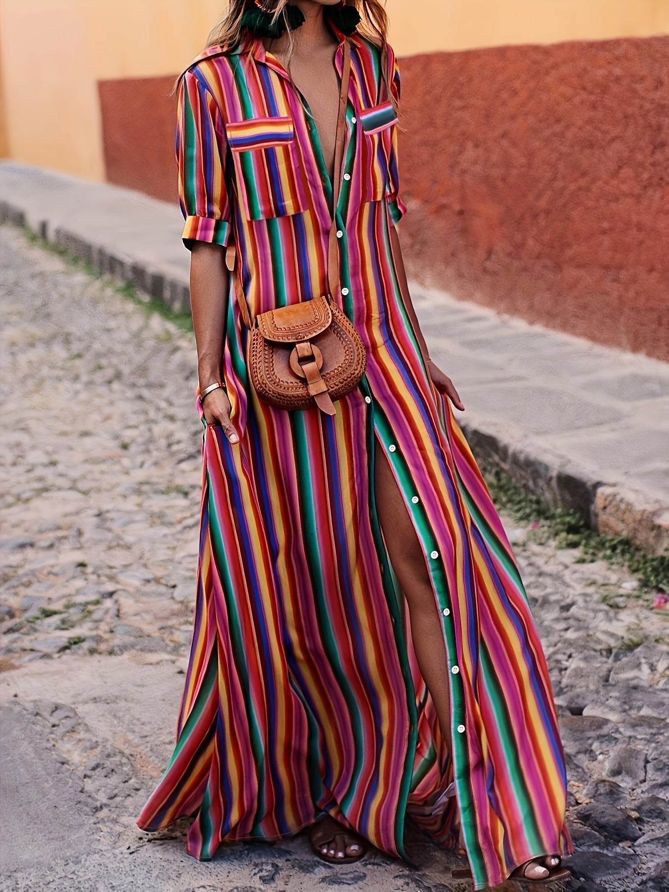 Boho Stripes Collared Dress ✨