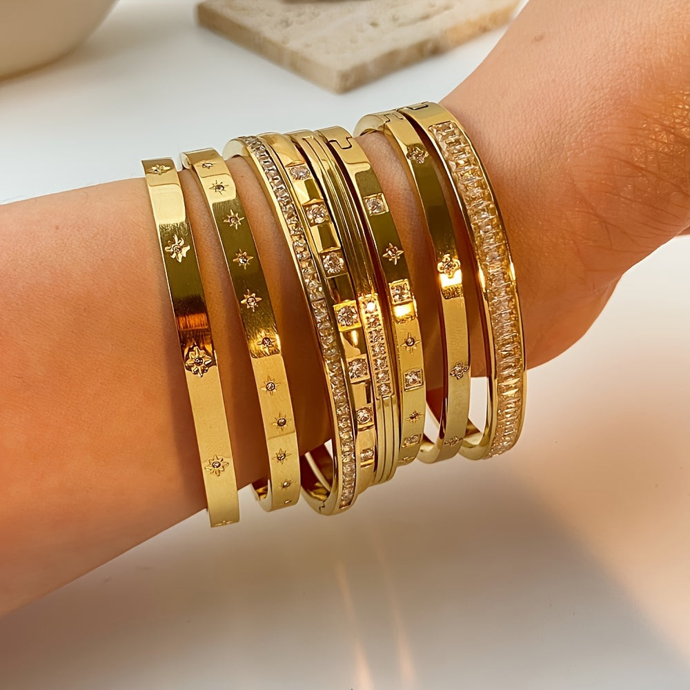 ✨ Retro Chic 18K Gold Plated Bracelets – Simple & Stylish Duo 🌟