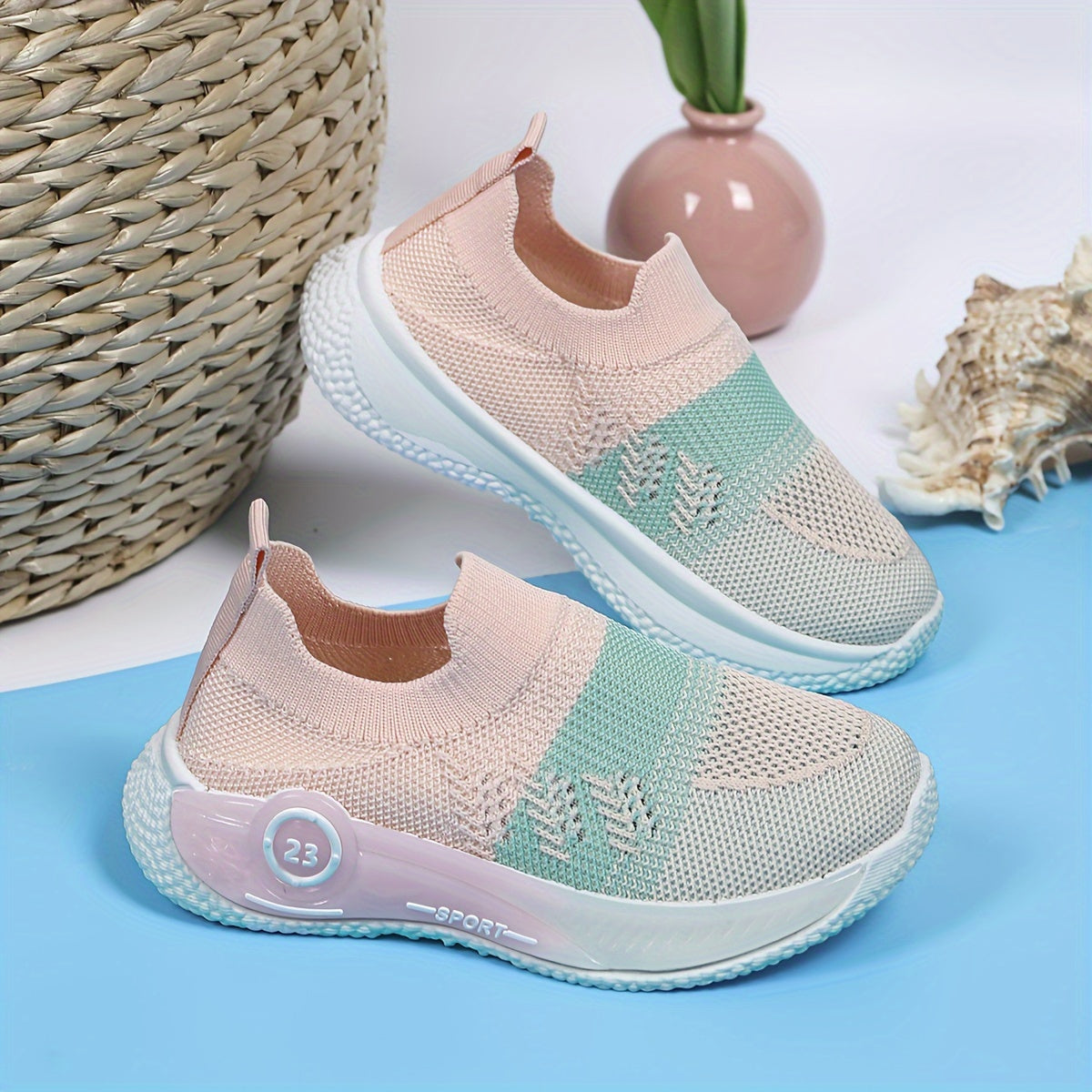 🌀 Kids' Geometric Pattern Slip-On Sneakers