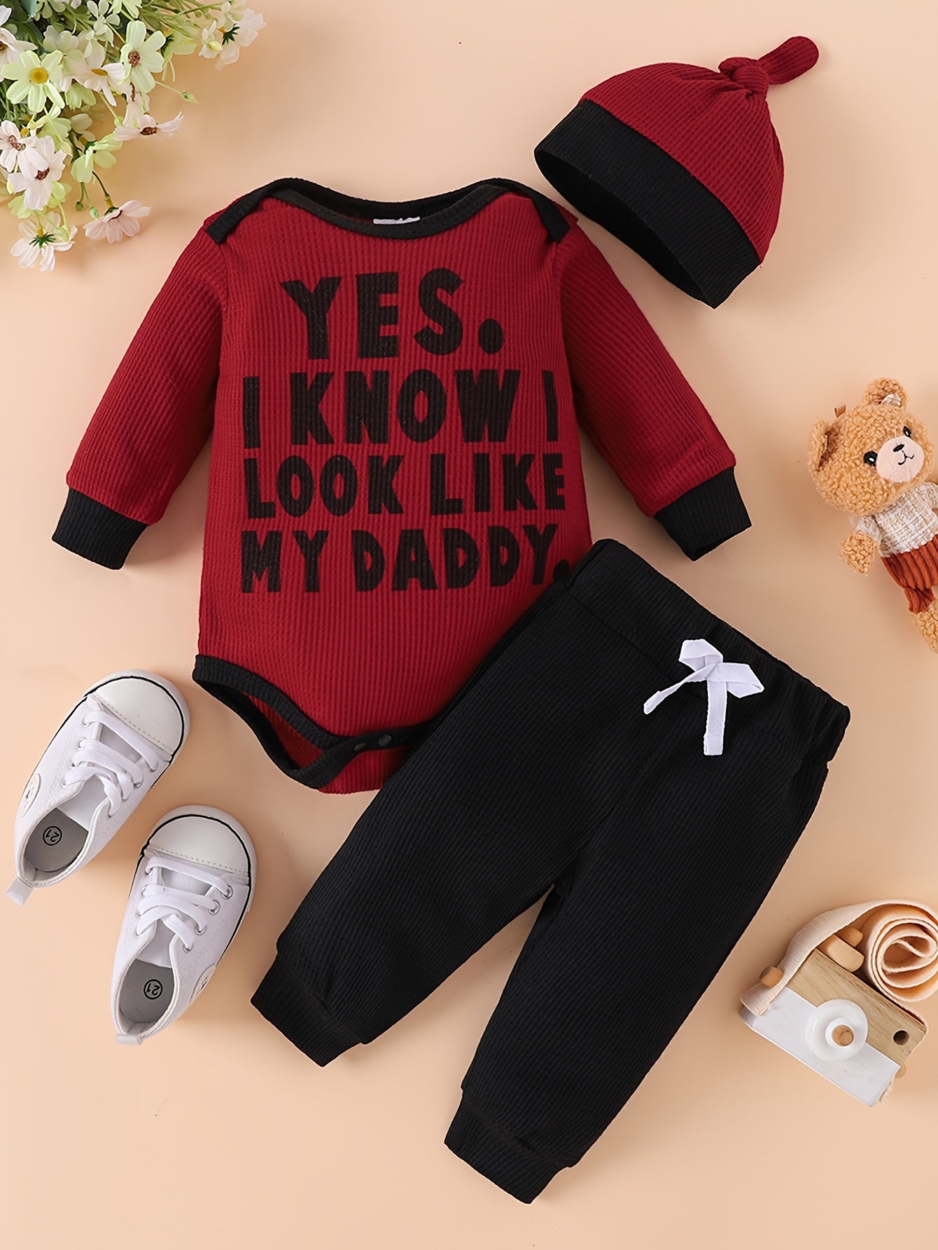 👶 2pcs Infant's "I Look Like My Daddy" Print Long Sleeve Set