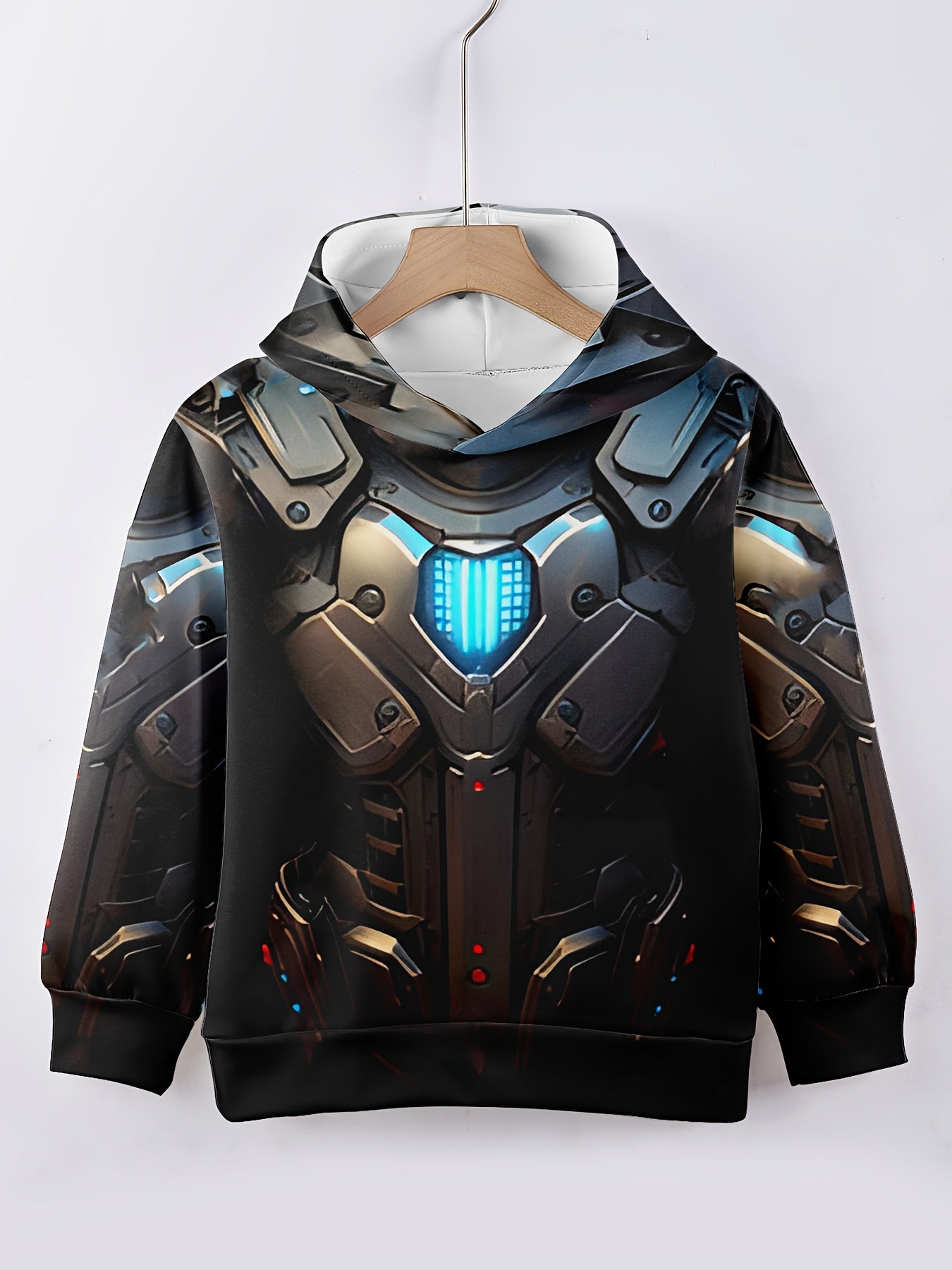 🛡️ Boys' Novelty Armor Print Hoodie - Casual & Cool Sweatshirt 🛡️