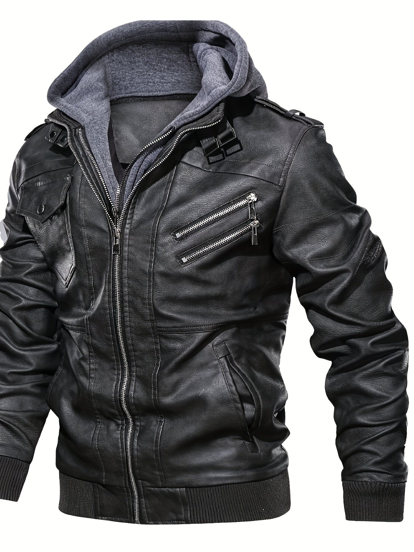 Urban Explorer Hooded PU Leather Jacket