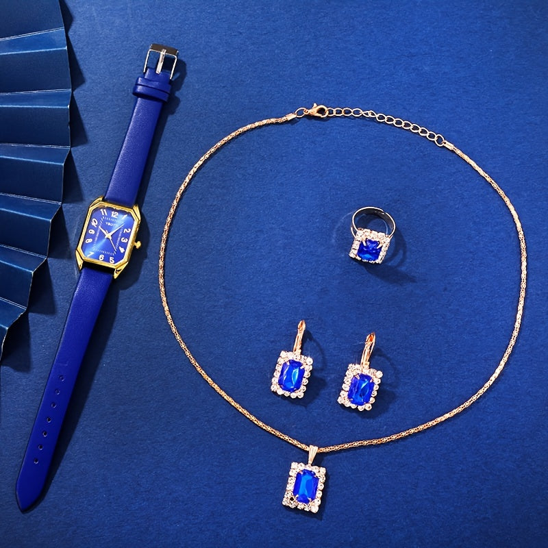 Retro Elegance 6-Piece Women's Watch and Jewelry Set ⏱️✨