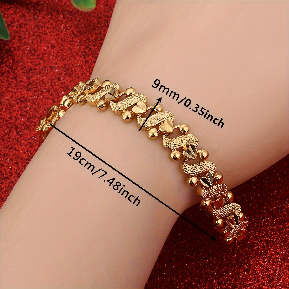 💖 Romantic Heart Bracelet – Bohemian Elegance with 24K Gold Plating 🌟