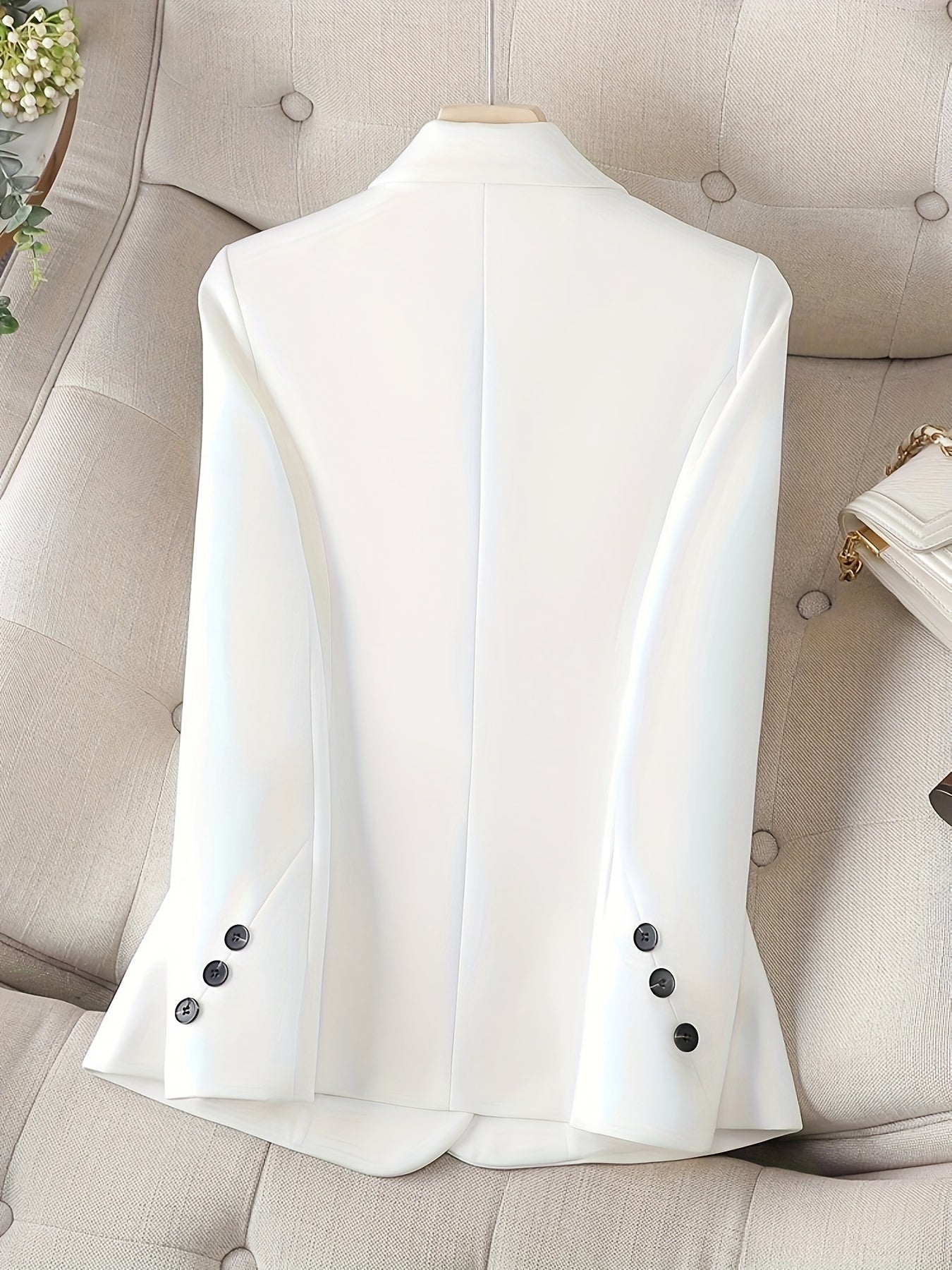 💼 Notched Collar Button Front Blazer - Elegant Long Sleeve Blazer For Office & Work 👗