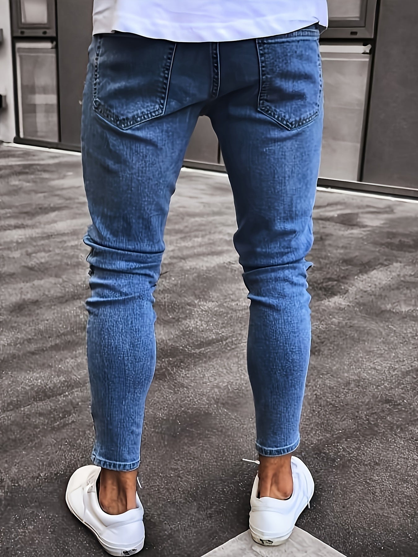 Men's White Ripped Distressed Denim Jeans