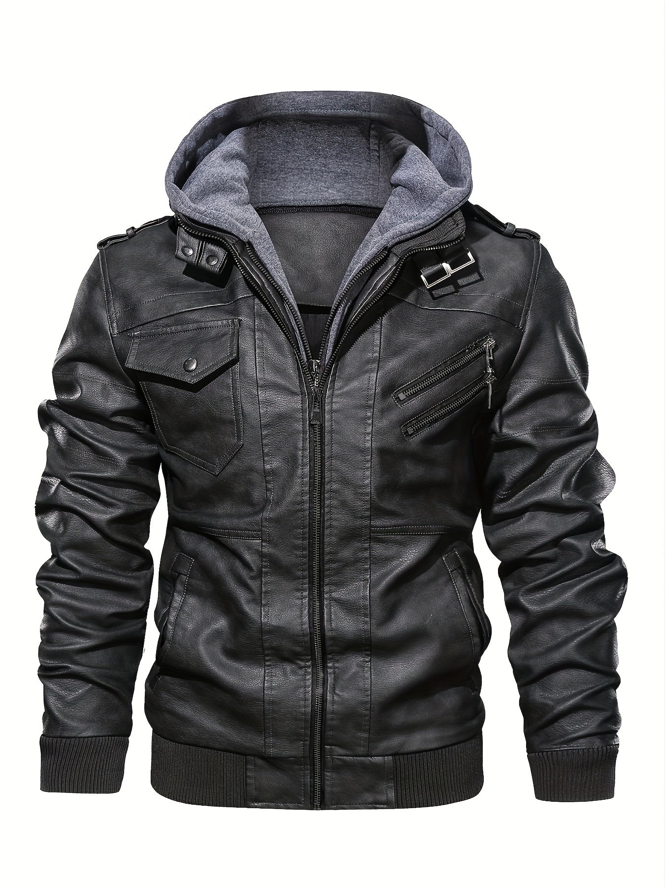 🖤 "Urban Rogue" Men's PU Leather Hooded Jacket 🖤