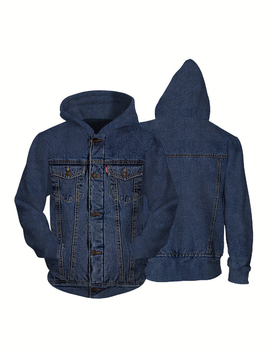 👖 Men's 3D Denim Print Casual Hoodie 👖