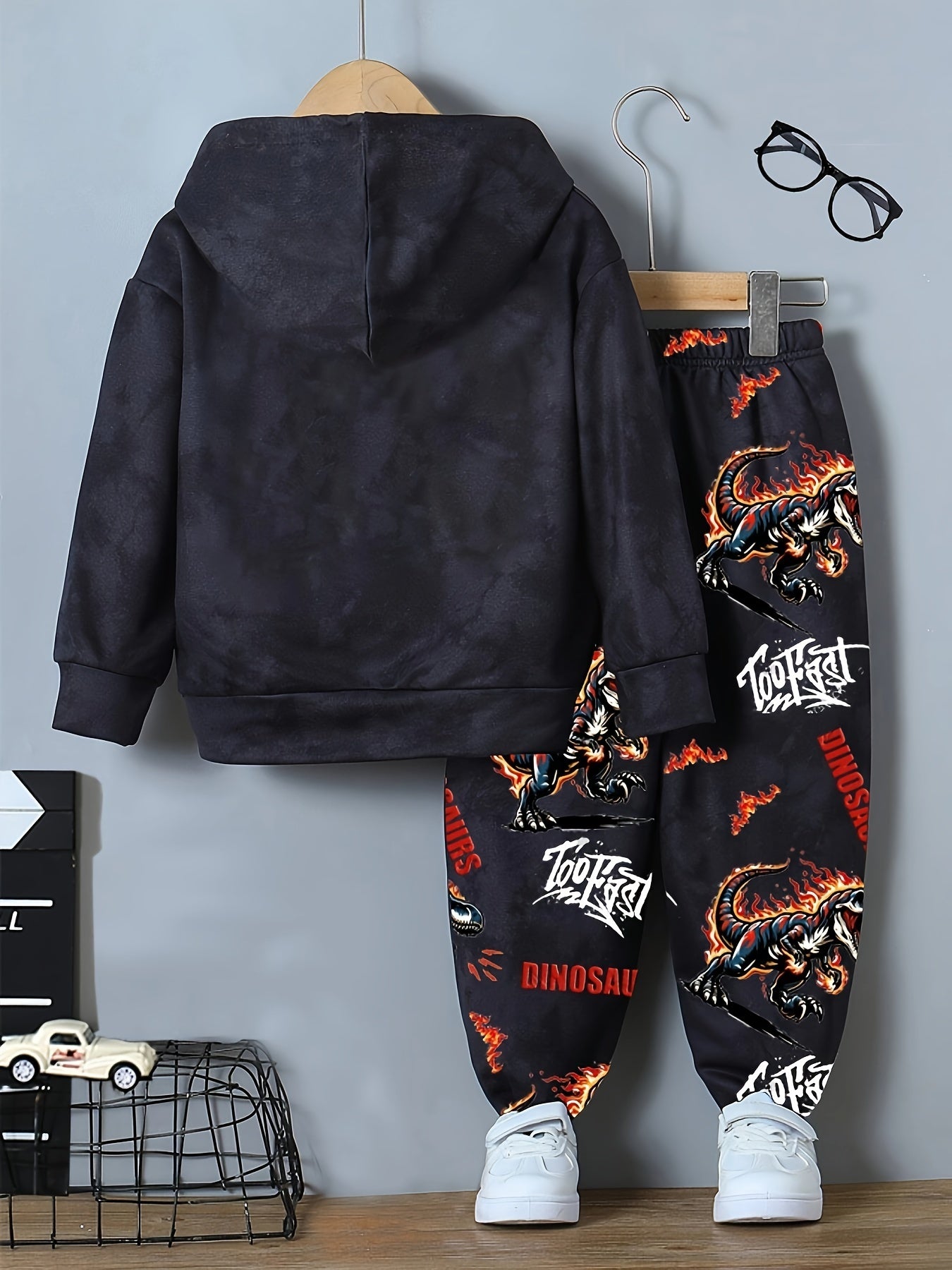 🦖 Boys' Casual Dinosaur Print Hoodie & Jogger Pants Set