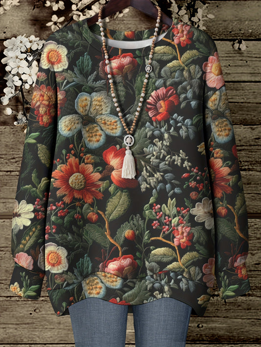 Plus Size Florals Print Sweatshirt 🌼