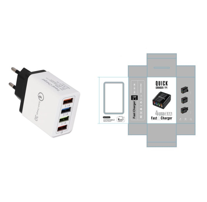 Swift Charge 4-Port USB Wall Charger: Quick Charge 3.0 Adapter